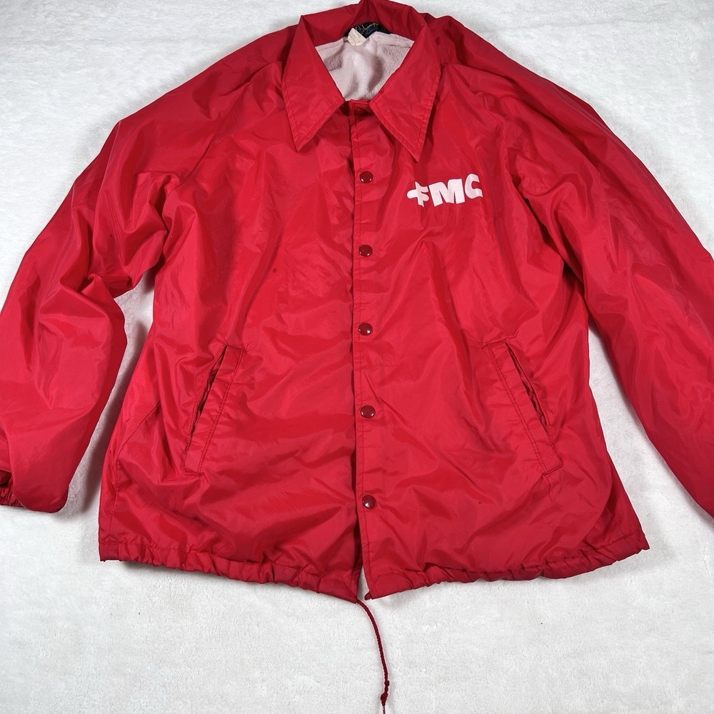 Vintage Champion‎ Products Red Coaches Jacket Mens Large FMC Nylon Trainer USA